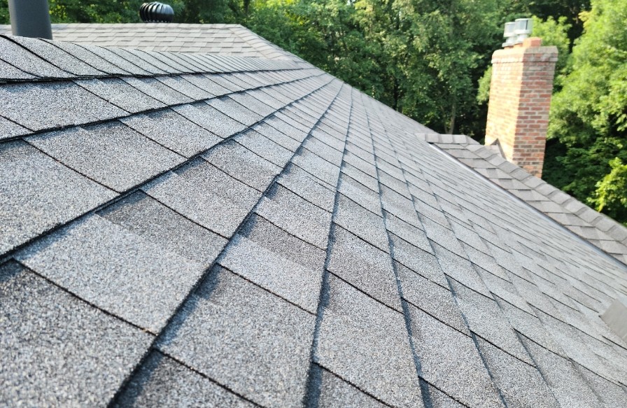 Newly installed roof with gray CertainTeed Landmark shingles installed by a residential roofing contractor in Minneapolis, MN