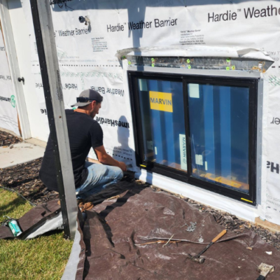 Wright at Home Roofing & Exteriors window contractor in the process of marvin windows installation in Minneapolis, MN