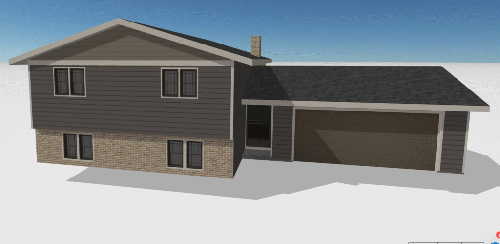 Two-story gray house with a dark gray roof, white trim by siding replacement contractor in Minneapolis, MN