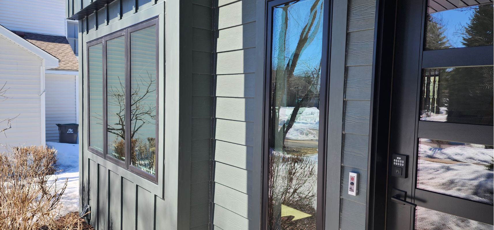 Updated modern exterior with James Hardie siding in Eden Prairie by Wright at Home Roofing & Exteriors