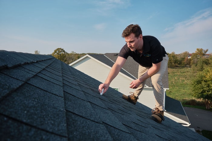 Completed roof replacement funded by an insurance claim