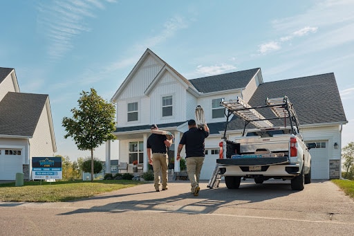 Roofing Crew Arriving at Home